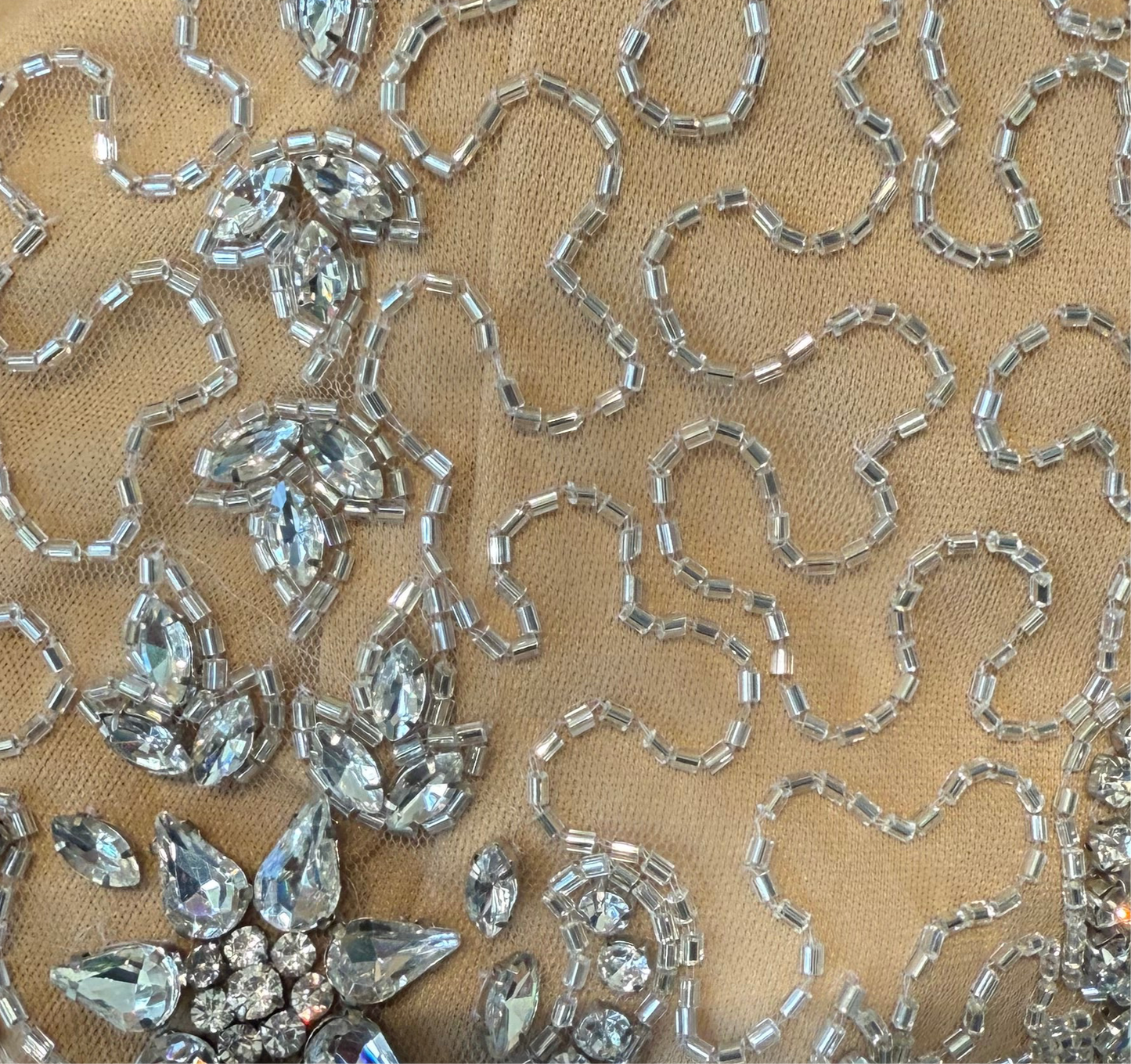 The Zeeba Ankle Long Sleeve Sweetheart Dress with flower Crystals