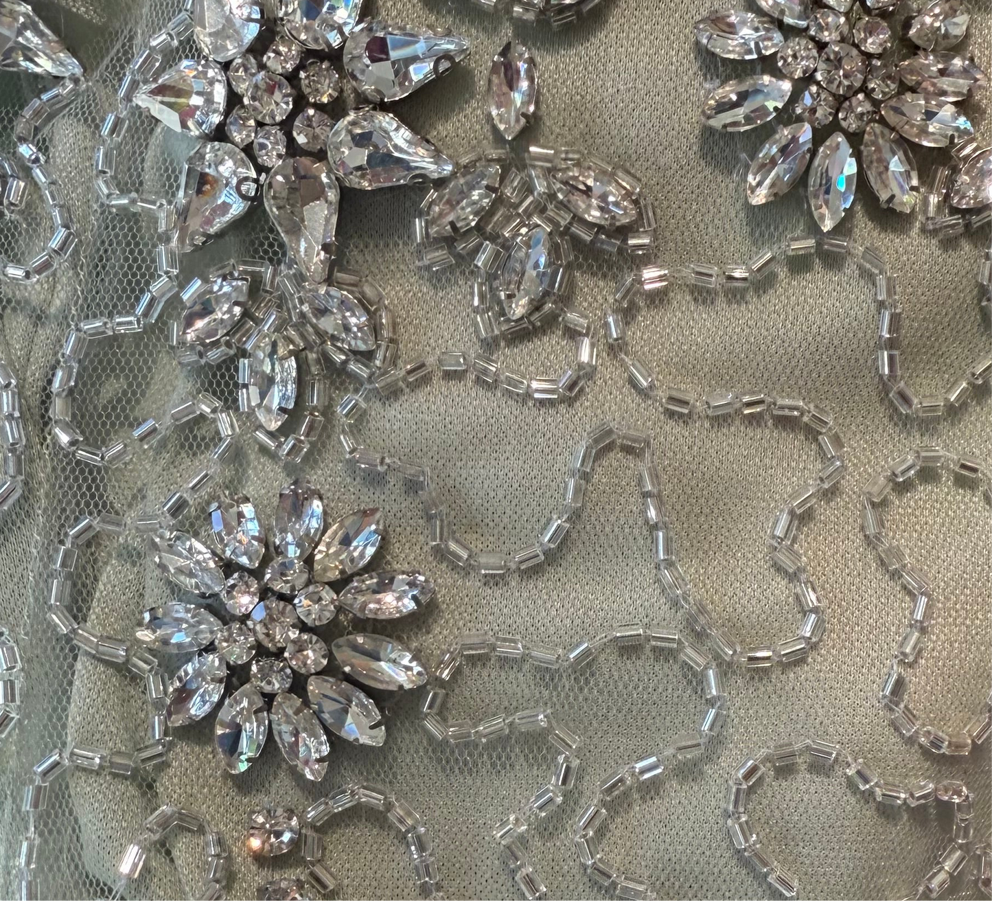 The Zeeba Ankle Long Sleeve Sweetheart Dress with flower Crystals