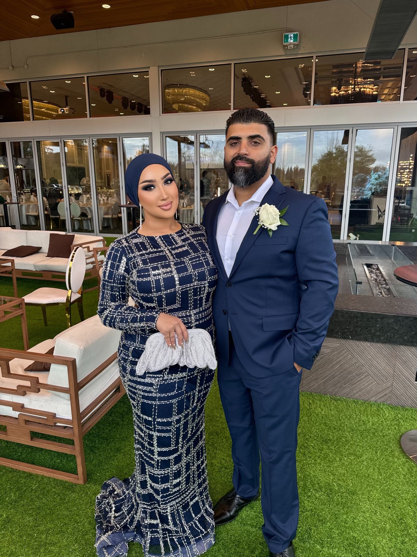 Sahara Embellished Silver Beaded Modest Long Sleeve Dresses