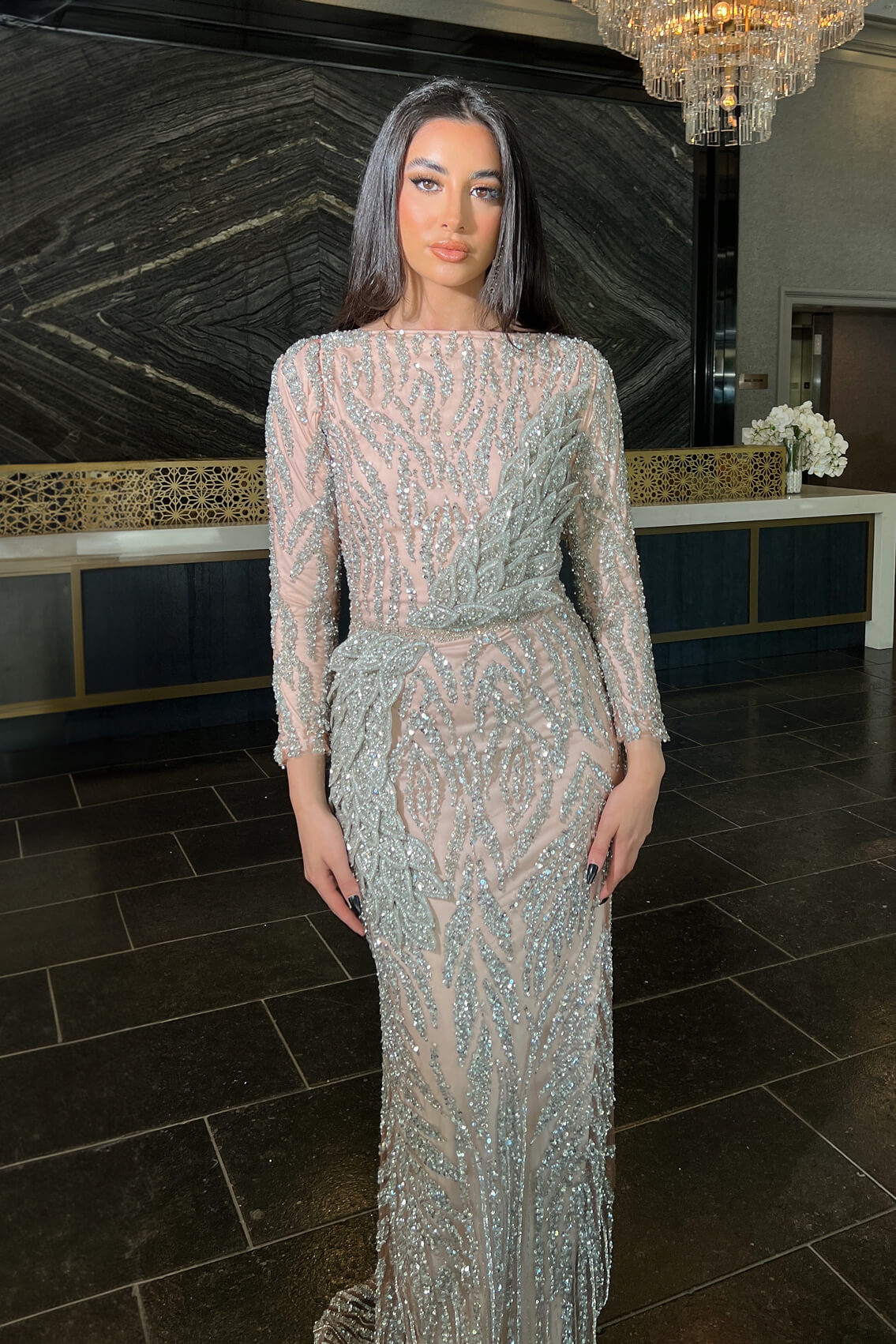 Yara Long Sleeve Embellished Dress – Iyza Belaar