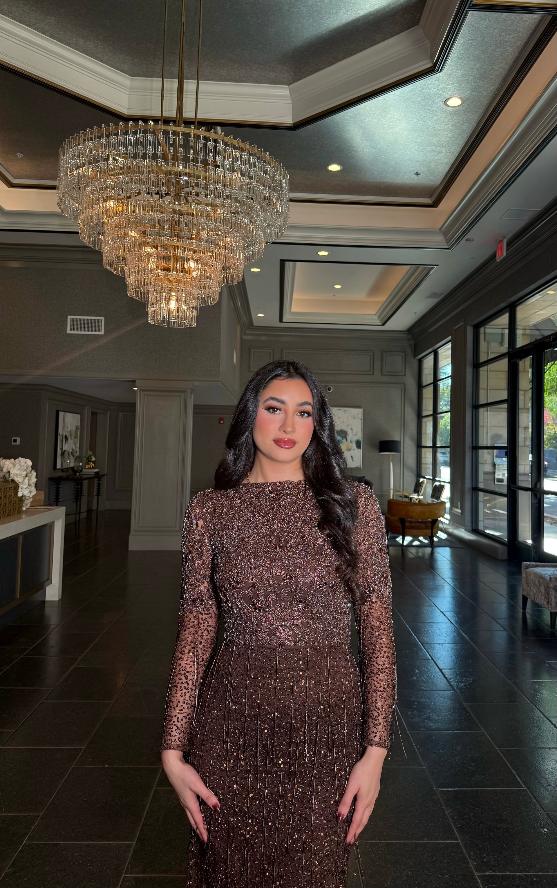 Aleya Long Sleeve Beaded Dress | Modest Evening Wear by Iyza Belaar Aleya Long Sleeve Beaded Dress | Modest Evening Wear by Iyza Belaar