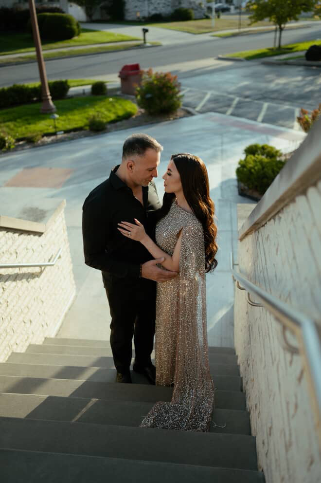 Aleya Drape Cape Sleeve Beaded Dress