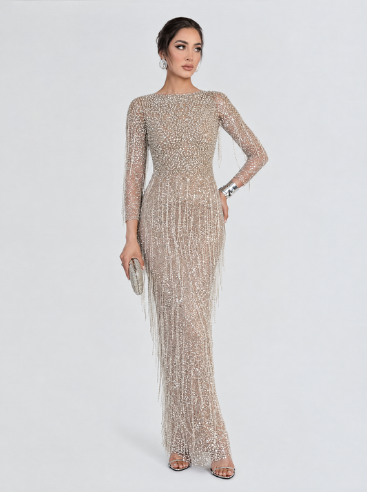 Aleya Long Sleeve Beaded Dress