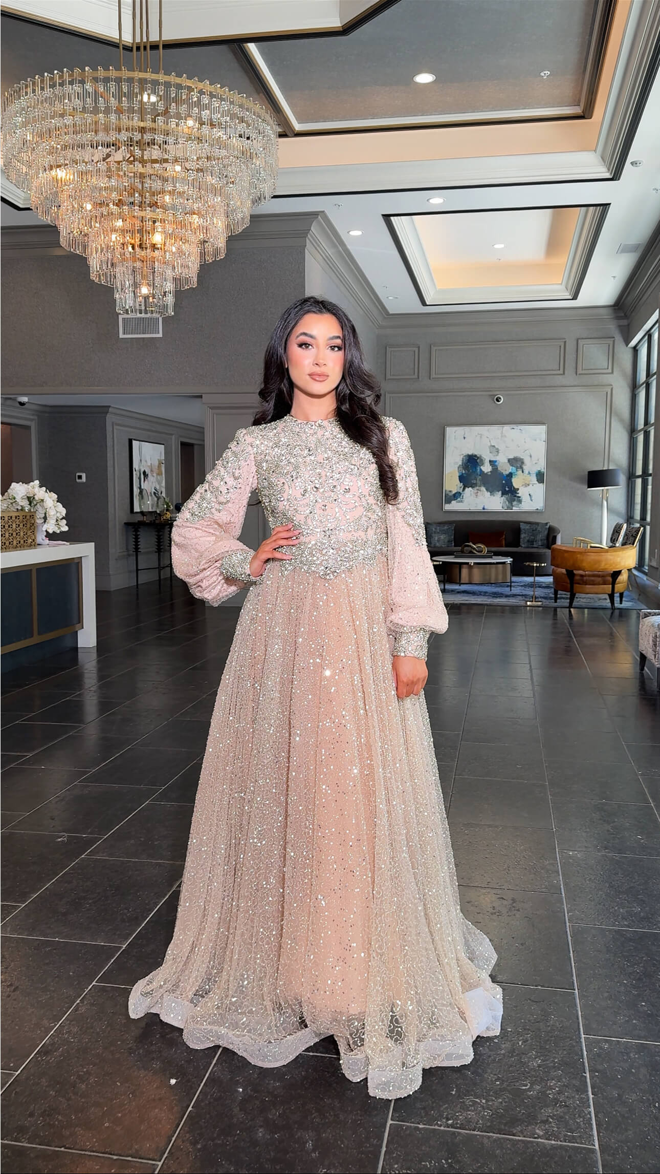 Bashira Long Sleeve Embellished Sequin Modest Ball Gown Bashira Long Sleeve Embellished Sequin Modest Ball Gown