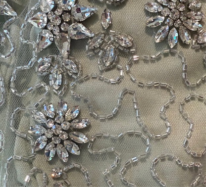 The Zeeba Ankle Long Sleeve Sweetheart Dress with flower Crystals