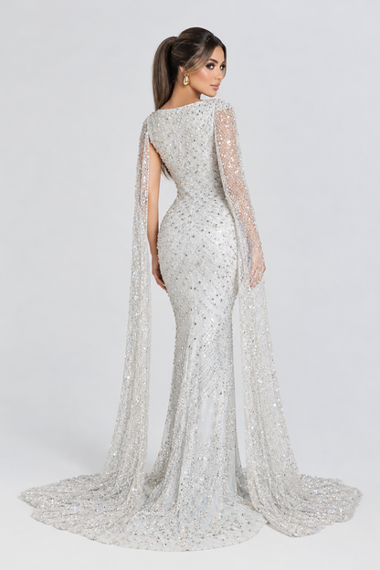 Halima Crystal Embellished Drape Gown
