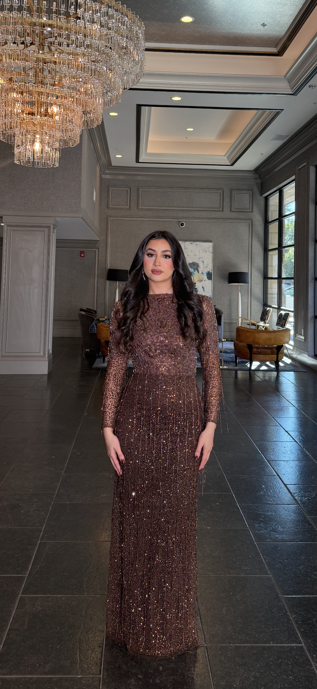 Aleya Long Sleeve Beaded Dress | Modest Evening Wear by Iyza Belaar Aleya Long Sleeve Beaded Dress | Modest Evening Wear by Iyza Belaar