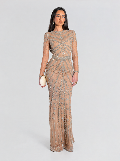 Kendall Long Sleeve Beaded Dress