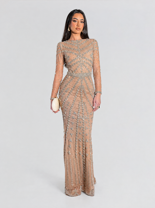 Kendall Long Sleeve Beaded Dress