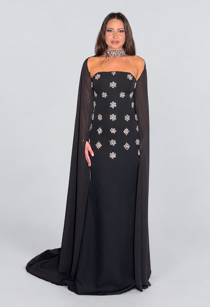 Maria beaded choker neckline floor-length silhouette