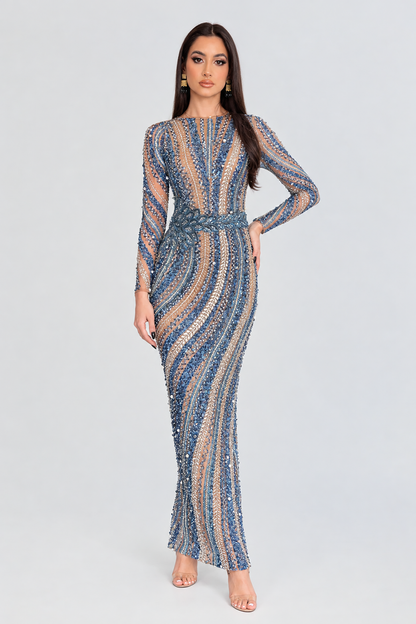 Mariam Long Sleeve Beaded Dress