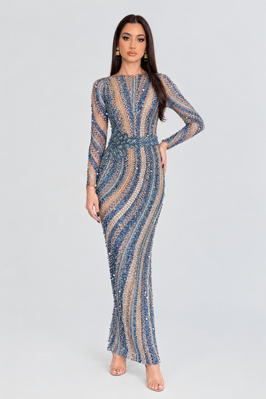 Mariam Long Sleeve Beaded Dress
