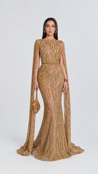 Nabilah Embellished Cape Sleeve Dress