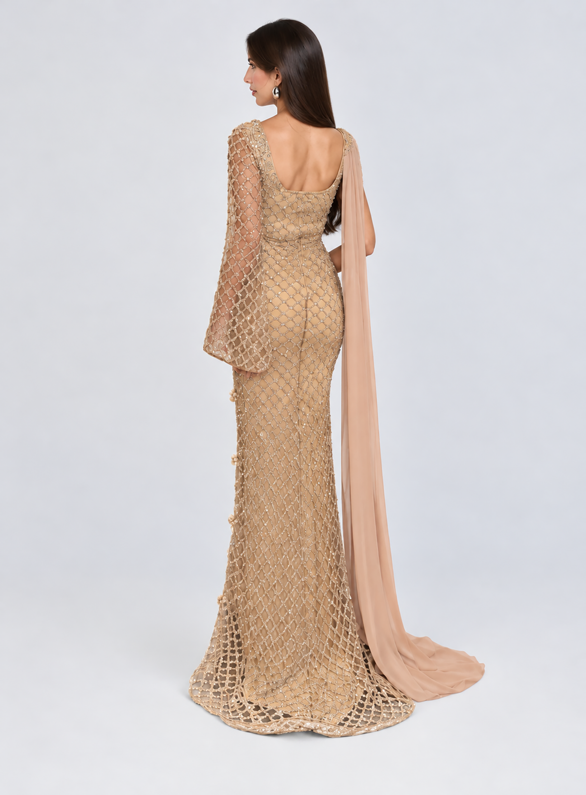 Naila Embroidered Lattice Gown
