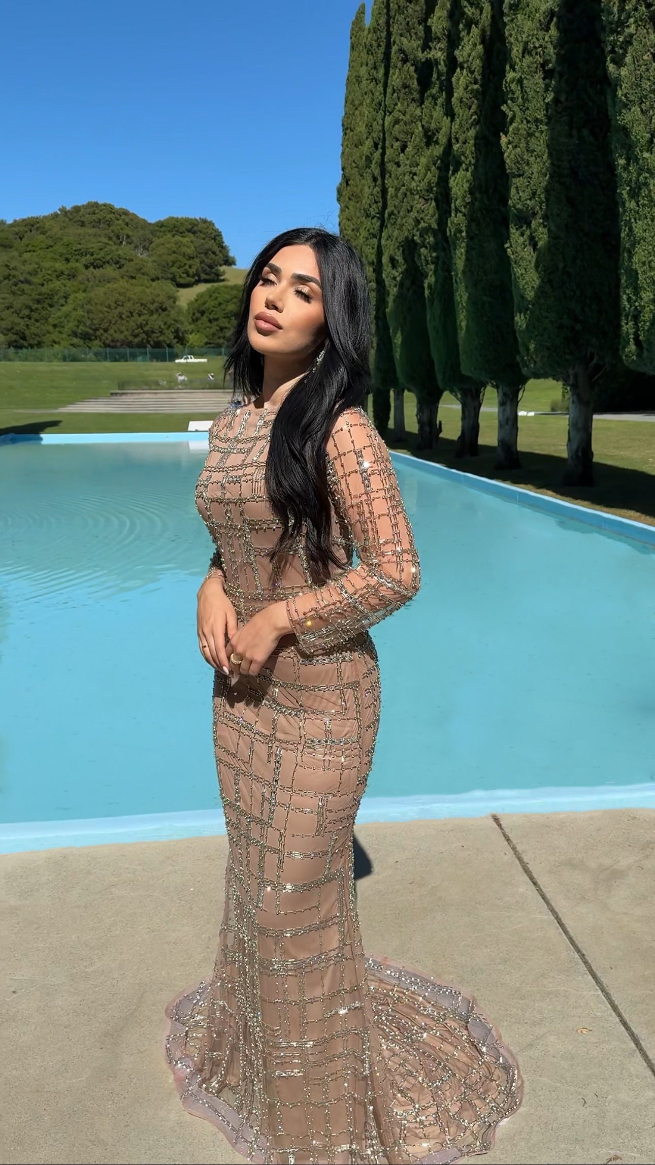 Sahara Embellished Silver Beaded Modest Long Sleeve Dresses – Iyza Belaar