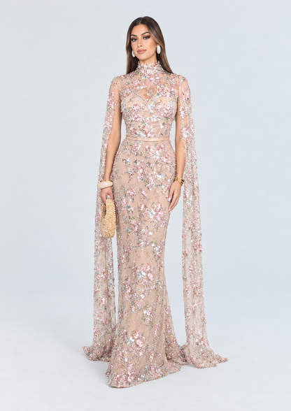 Shahnoor High illusion neckline dress Intricate floral embroidery and hand-applied embellishments