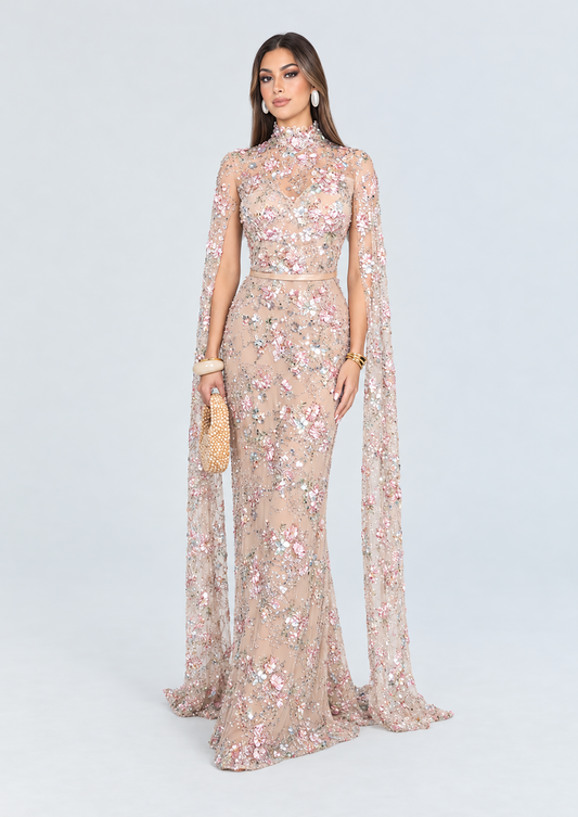 Shahnoor High illusion neckline dress Intricate floral embroidery and hand-applied embellishments