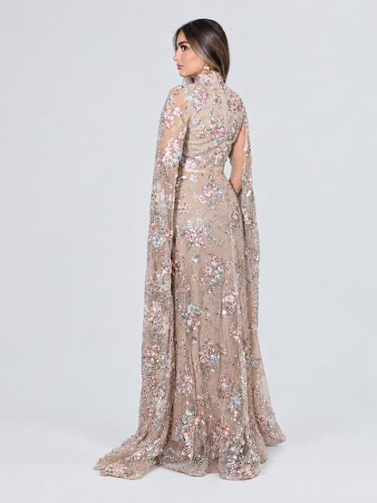 Shahnoor High illusion neckline dress Intricate floral embroidery and hand-applied embellishments