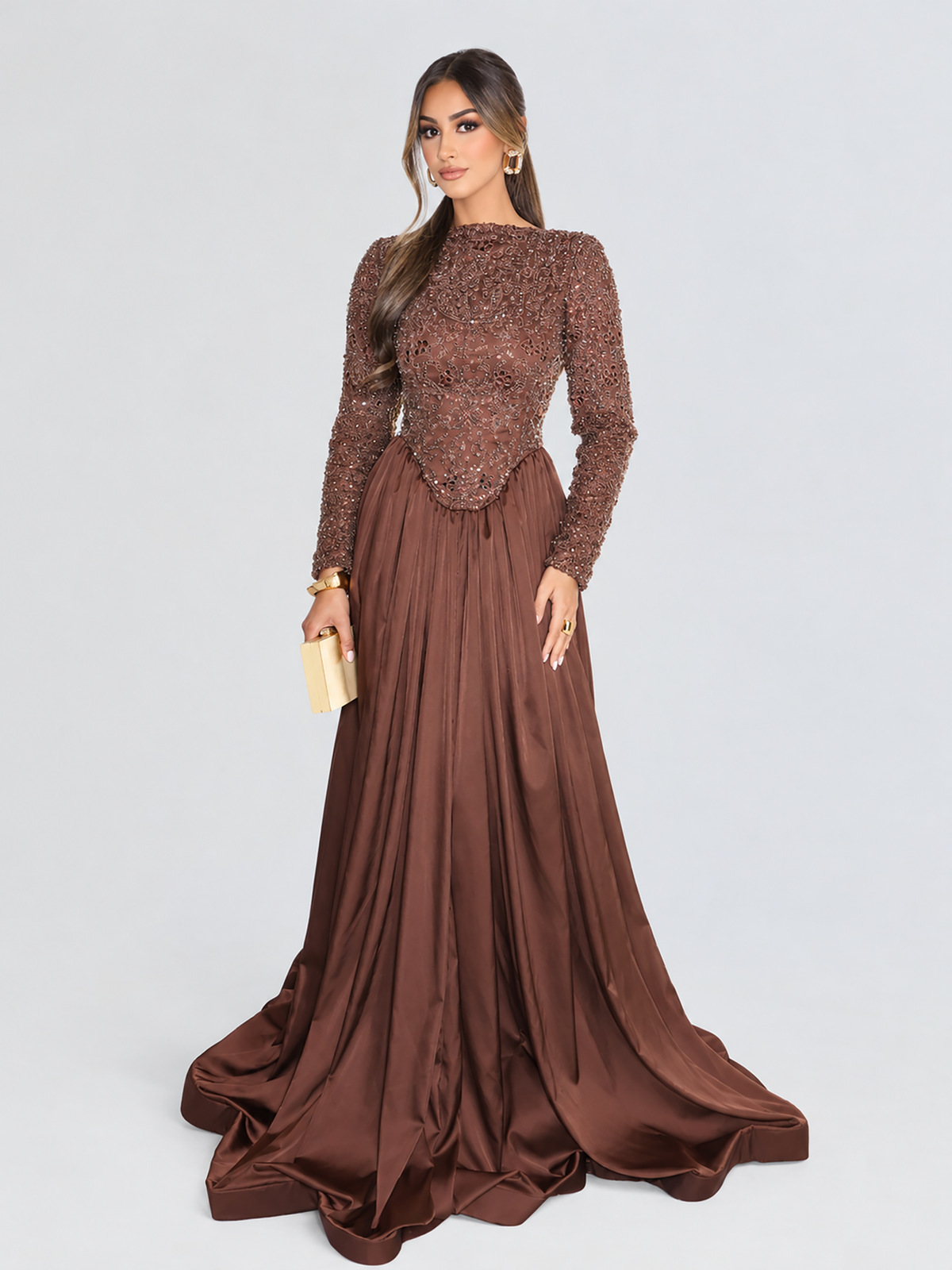 Sitara Satin Full-length skirt Beaded Gown