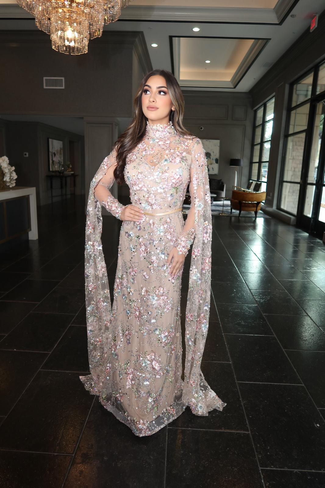 Shahnoor High illusion neckline dress Intricate floral embroidery and hand-applied embellishments