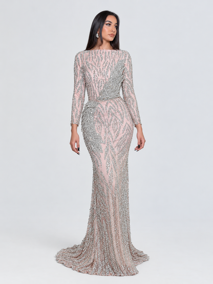 Yara Long Sleeve Embellished Dress