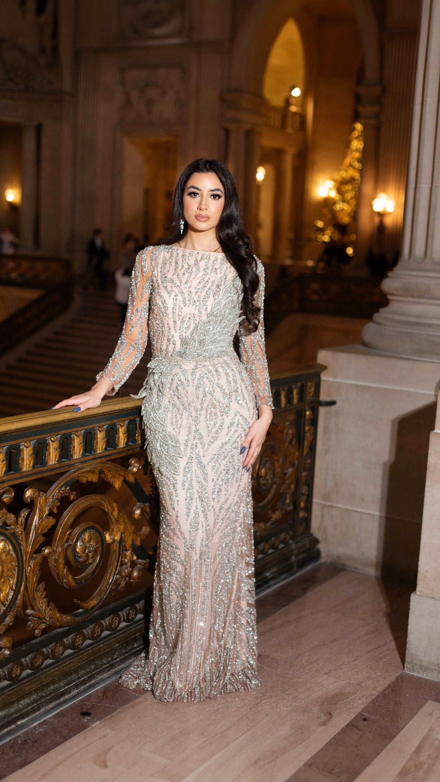 Yara Long Sleeve Embellished Dress
