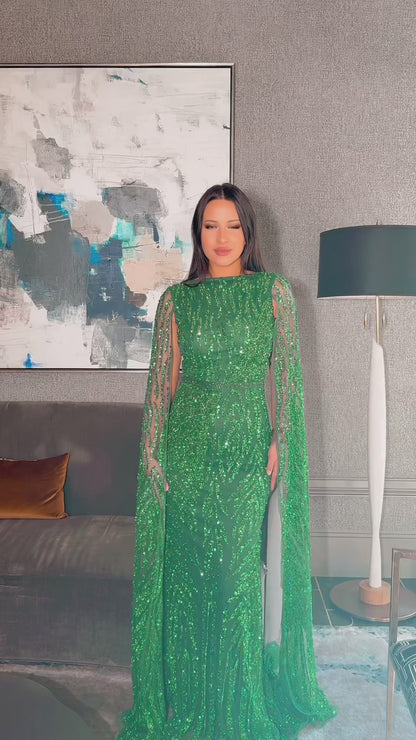 Nabilah Embellished Cape Sleeve Dress